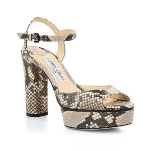 JIMMY CHOO Peachy Snakeskin-Embossed Leather Platform Sandals